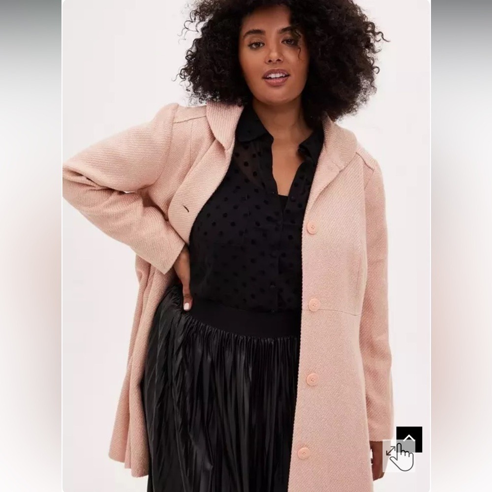 NWT Torrid Wool‎ Shawl Collar Coat in pale blush pink